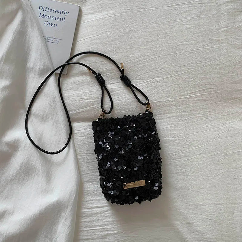 LEFTSIDE Mini Sequins Shoulder Bags for Women 2025 Designer New Evening Party Bling Bling Crossbody Bag Handbags and Purses