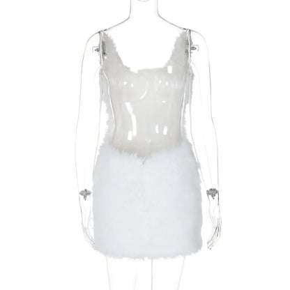 Ladies Summer Feather New Fashion Birthday Party Dress Women Sleeveless Backless Mini Dresses Woman Clothes Club Streetwear 2025