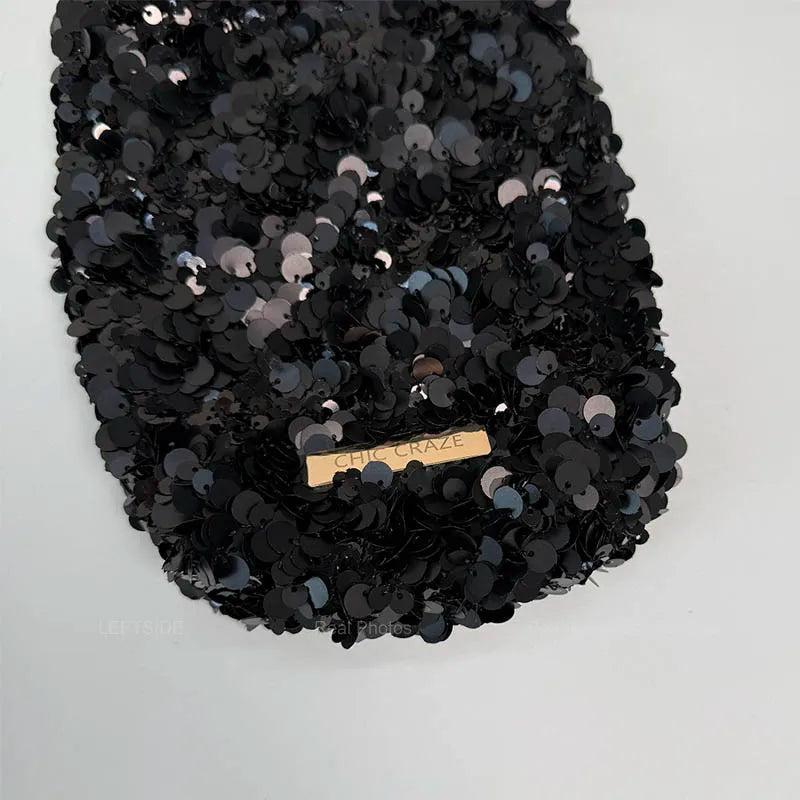 LEFTSIDE Mini Sequins Shoulder Bags for Women 2025 Designer New Evening Party Bling Bling Crossbody Bag Handbags and Purses