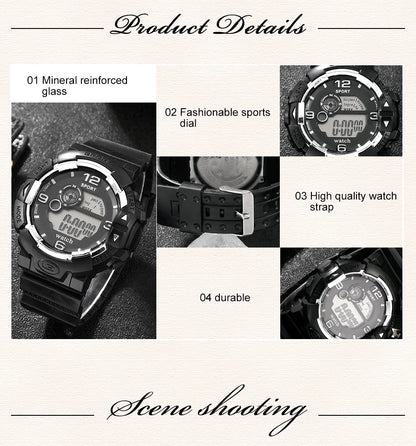Cool Luminous Men Sport Watch High End Silicone Strap Military Wrist Watch Led Calendar Waterproof Digital Watches