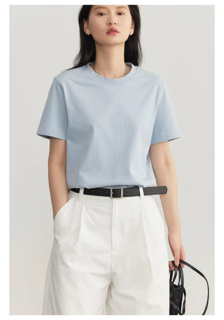 CHIC VEN Women's Tees Basic O Neck Short Sleeve Pullover T-shirt for Woman Solid Female Top Casual Ladies Tshirt Summer 2024
