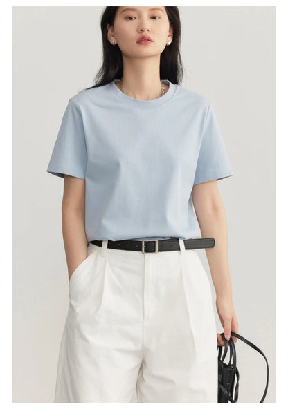 CHIC VEN Women's Tees Basic O Neck Short Sleeve Pullover T-shirt for Woman Solid Female Top Casual Ladies Tshirt Summer 2024