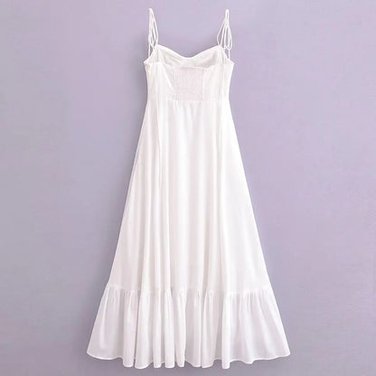 Ashgaily White Dress Women Halter Cotton Long Dress Lace Elegant Party Outfits Ladies Sexy Club Clothes