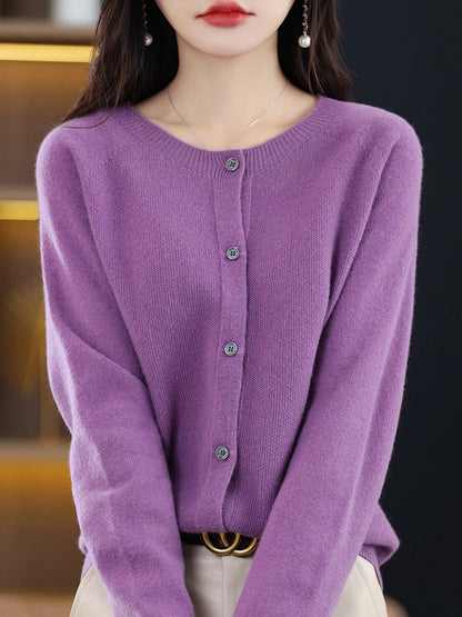 High-Grade Knit Sweater Crewneck Cardigan Coat Autumn And Winter New Middle-Aged And Elderly Women's Fashion ZD060
