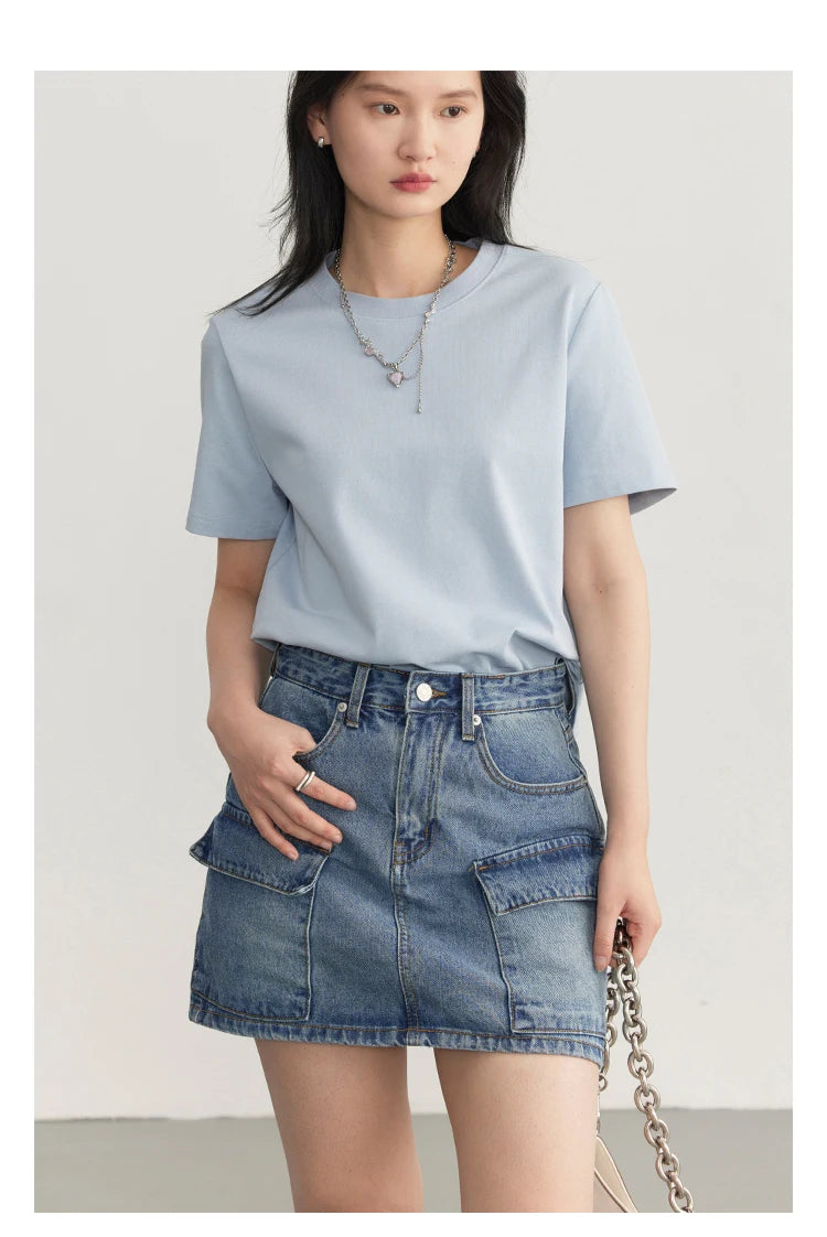 CHIC VEN Women's Tees Basic O Neck Short Sleeve Pullover T-shirt for Woman Solid Female Top Casual Ladies Tshirt Summer 2024