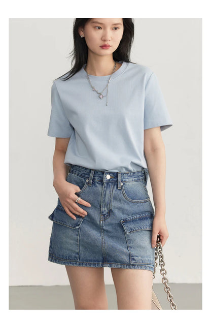 CHIC VEN Women's Tees Basic O Neck Short Sleeve Pullover T-shirt for Woman Solid Female Top Casual Ladies Tshirt Summer 2024