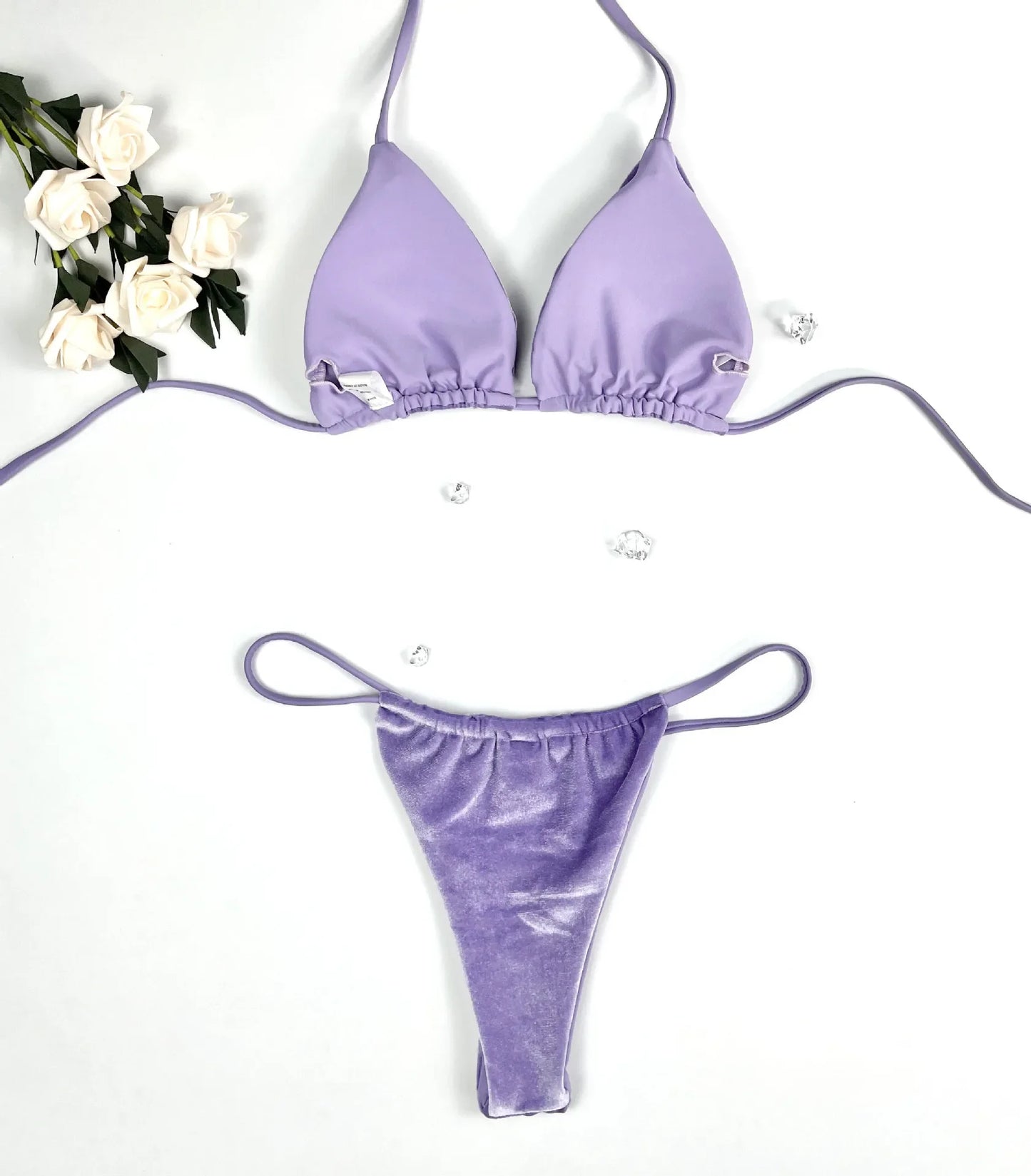 Sexy Velvet Swimsuit for Women, Micro Bikini Set, Thong Swim Suit, 2 Piece Bathing Suit for Ladies, Green String Bikini, 2022