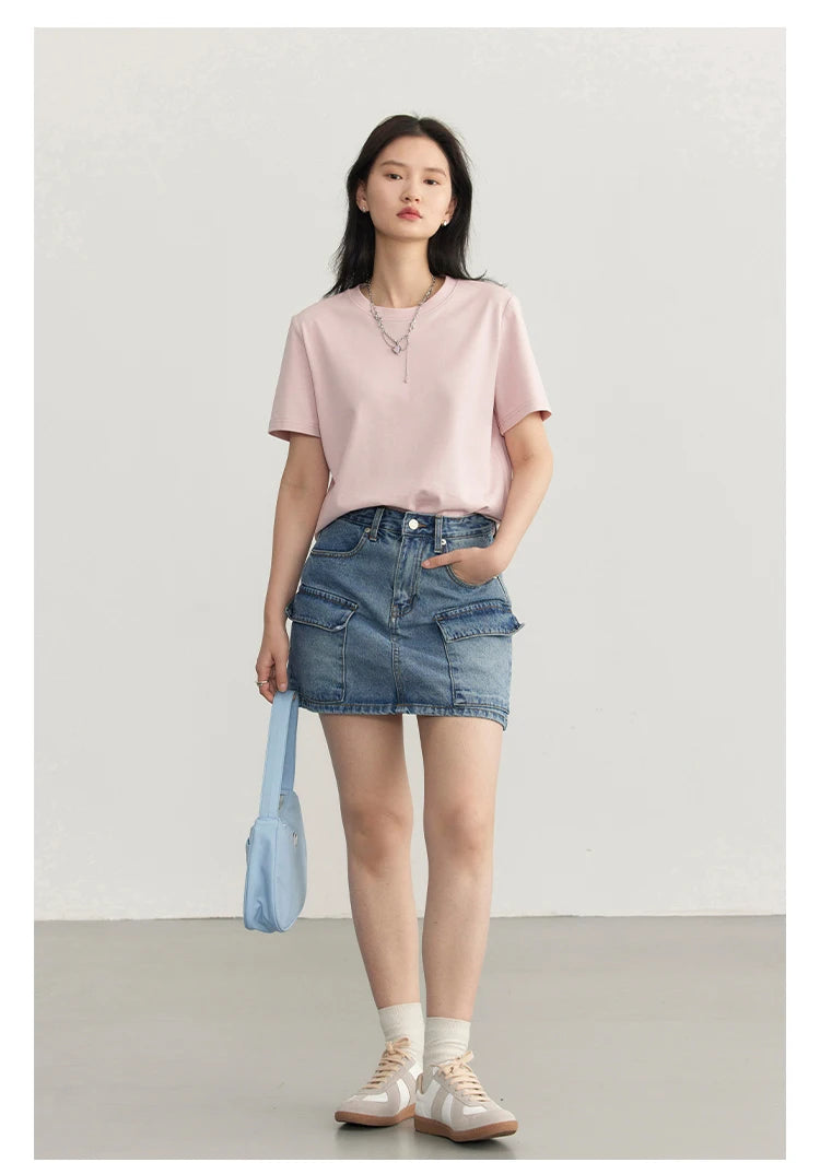 CHIC VEN Women's Tees Basic O Neck Short Sleeve Pullover T-shirt for Woman Solid Female Top Casual Ladies Tshirt Summer 2024