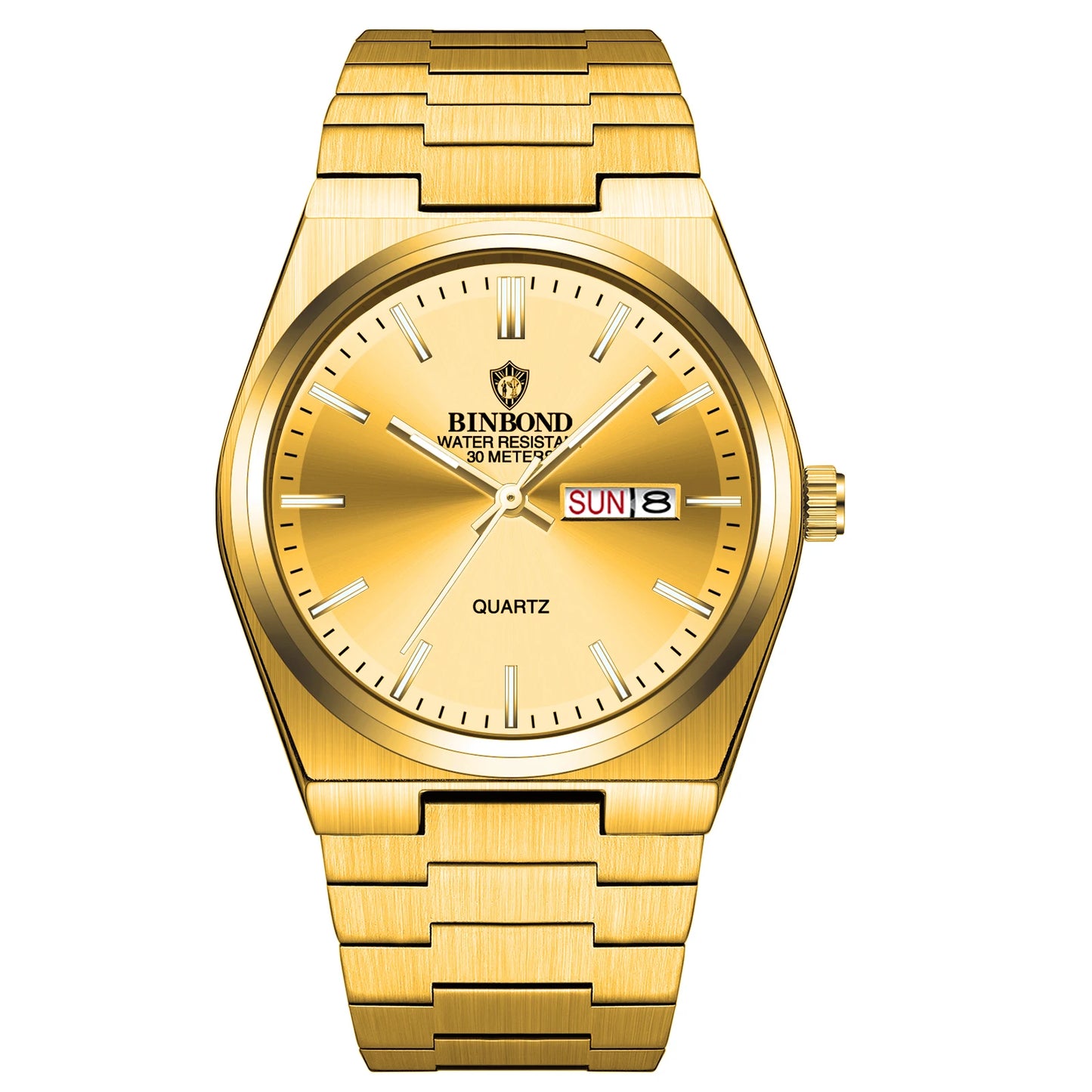 BINBOND Fashion B102 Men Business Watch Leisure Quartz Stainless Steel Buckle Watches Waterproof Luminous Calendar Men's Watches