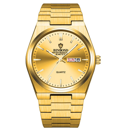 BINBOND Fashion B102 Men Business Watch Leisure Quartz Stainless Steel Buckle Watches Waterproof Luminous Calendar Men's Watches