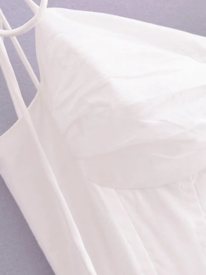 Ashgaily White Dress Women Halter Cotton Long Dress Lace Elegant Party Outfits Ladies Sexy Club Clothes