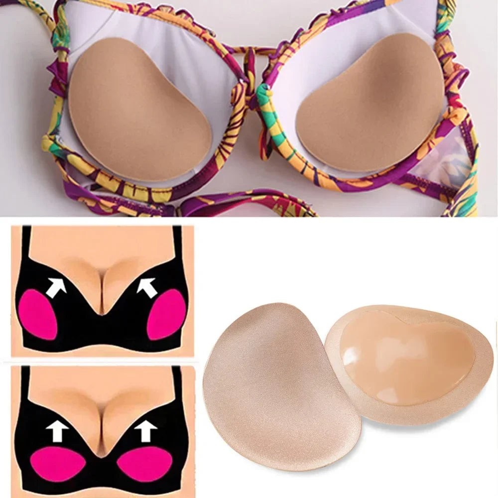 Chest Push Up Sticky Bra Thicker Sponge Bra Pads Breast Lift Up Enhancer Silicone Removeable Inserts Swimsuit Invisible Bra