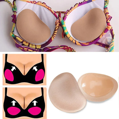 Chest Push Up Sticky Bra Thicker Sponge Bra Pads Breast Lift Up Enhancer Silicone Removeable Inserts Swimsuit Invisible Bra