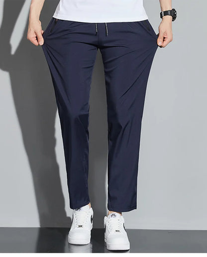 Men's Casual Pants Business Stretch Slim Fit Elastic Waist Jogger Korean Classic Blue Black Gray Male Brand Trousers