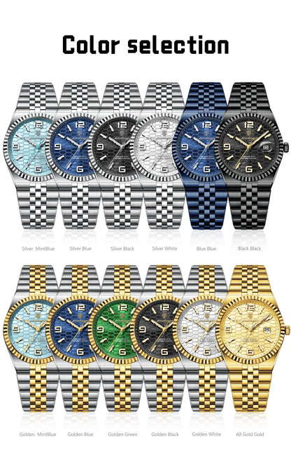 POEDAGAR Fashion Exquisite Men Wristwatches Waterproof Luminous Date Luxury Man Watch Stainless Steel Quartz Men's Watches Reloj