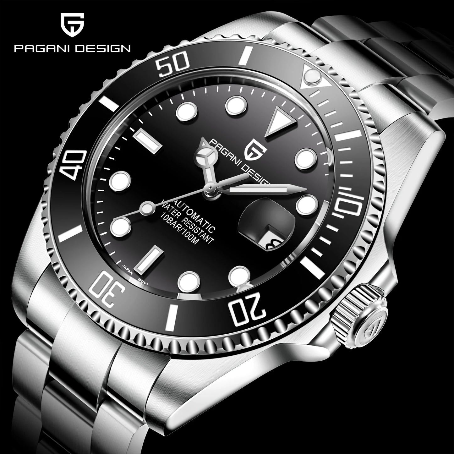 PAGANI DESIGN Watches Luxury Golden Mechanical Watch For Men New Sapphire Crystal Stainless Steel Luxury Waterproof  Men's Watch
