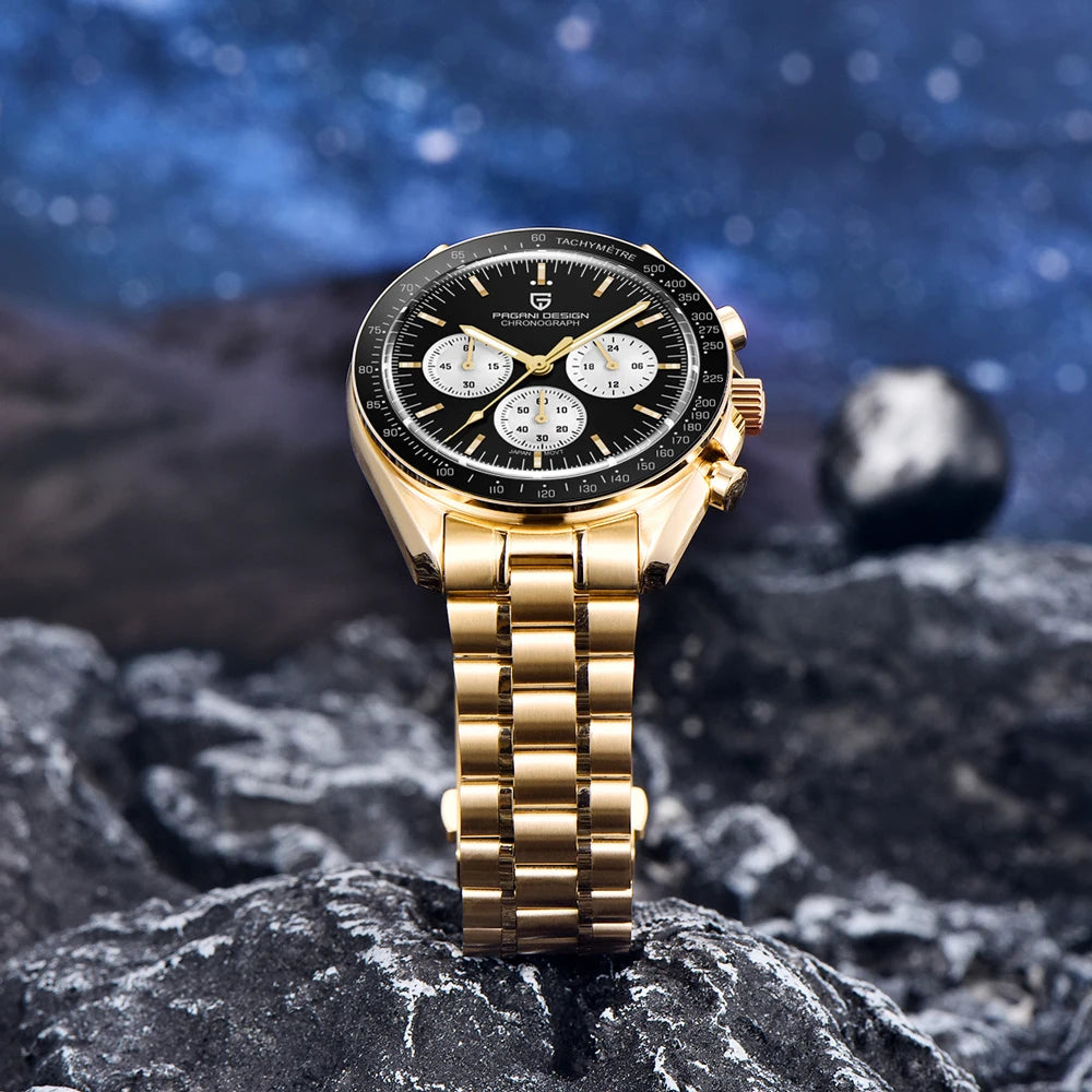 2026 New PAGANI DESIGN Gold Men's Quartz Watches Luxury VK63 Speed Sports Chronograph Watch Men AR Sapphire Ceramic Bezel Clock