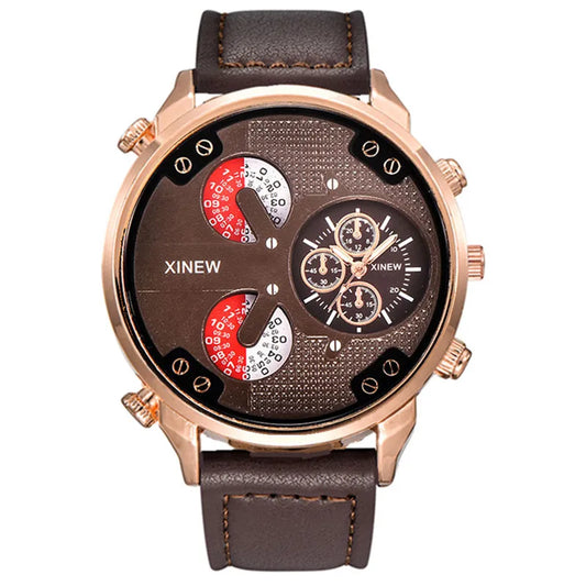 Original XINEW Brand Men Watches Black Boys Fashion Leather Band Gifts Quartz Watch Relogio Masculino Montre Homme Reloj Hombre