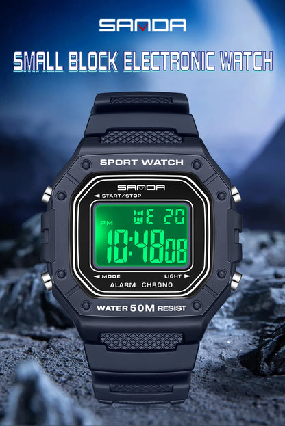 SANDA 2156 Fashion Mens Watch Military Water Resistant Sport Watches Army Big Dial Led Digital Wristwatches Stopwatches For Male