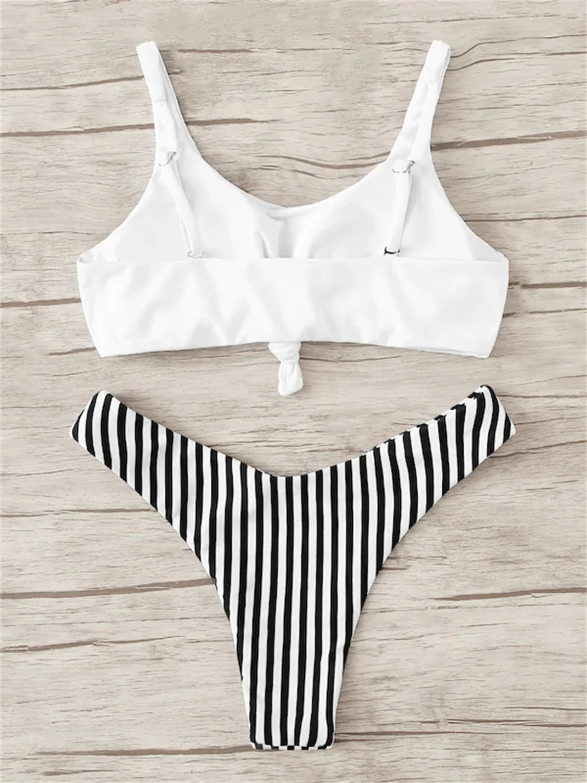 Sexy Micro Bikini 2026 Women Swimsuit Scoop Neck Striped Swimwear Knot Bow Fringe Summer Beachwear Bathing Suit Push Up Biquini
