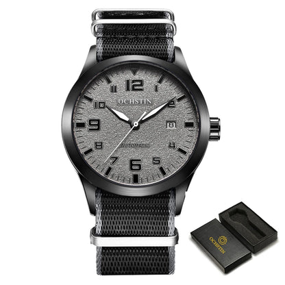 OCHSTIN New Top Brand Automatic Mechanical Watches for Men Military Nylon Strap Pilot Watch Male Auto Date Day Relogio Masculino