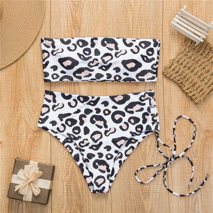 White push up swimsuit 2023 Summer beach sexy bikini set High Waist solid swimming suit for women swimwear Bandeau bathing suit