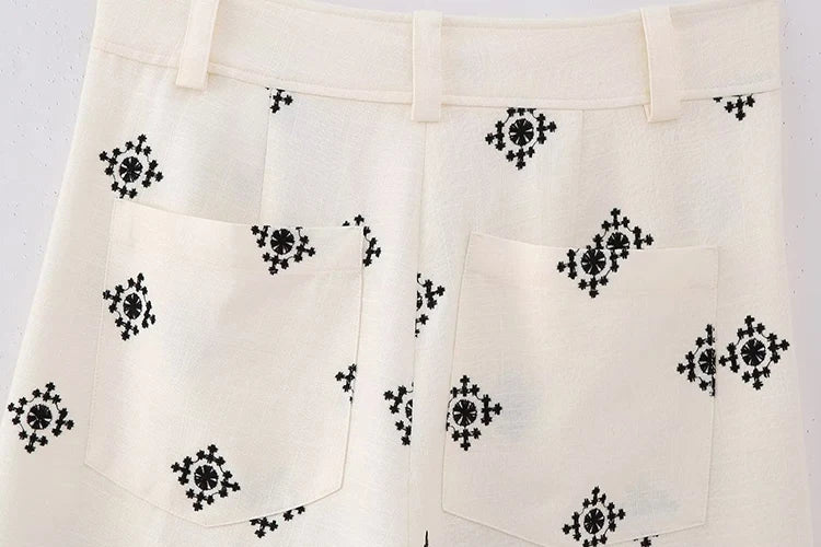 Vintage Women Loose Boho Linen Pants 2023 Summer Fashion Ladies Vocation Soft Embroidery Trousers Female Casual Bottoms Chic