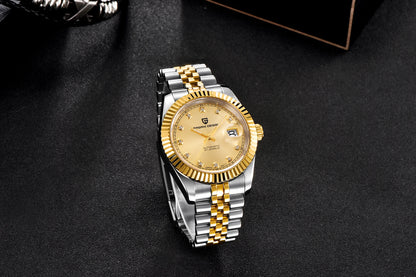 PAGANI DESIGN Watches Luxury Diamond Dial Mechanical Watch For Men Top NH35 Movt Sapphire Glass Stainless Steel Waterproof Watch