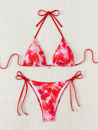 "2026 New Triangle Bikini Set - Floral Print Push Up Swimsuit & Brazilian Bottoms"