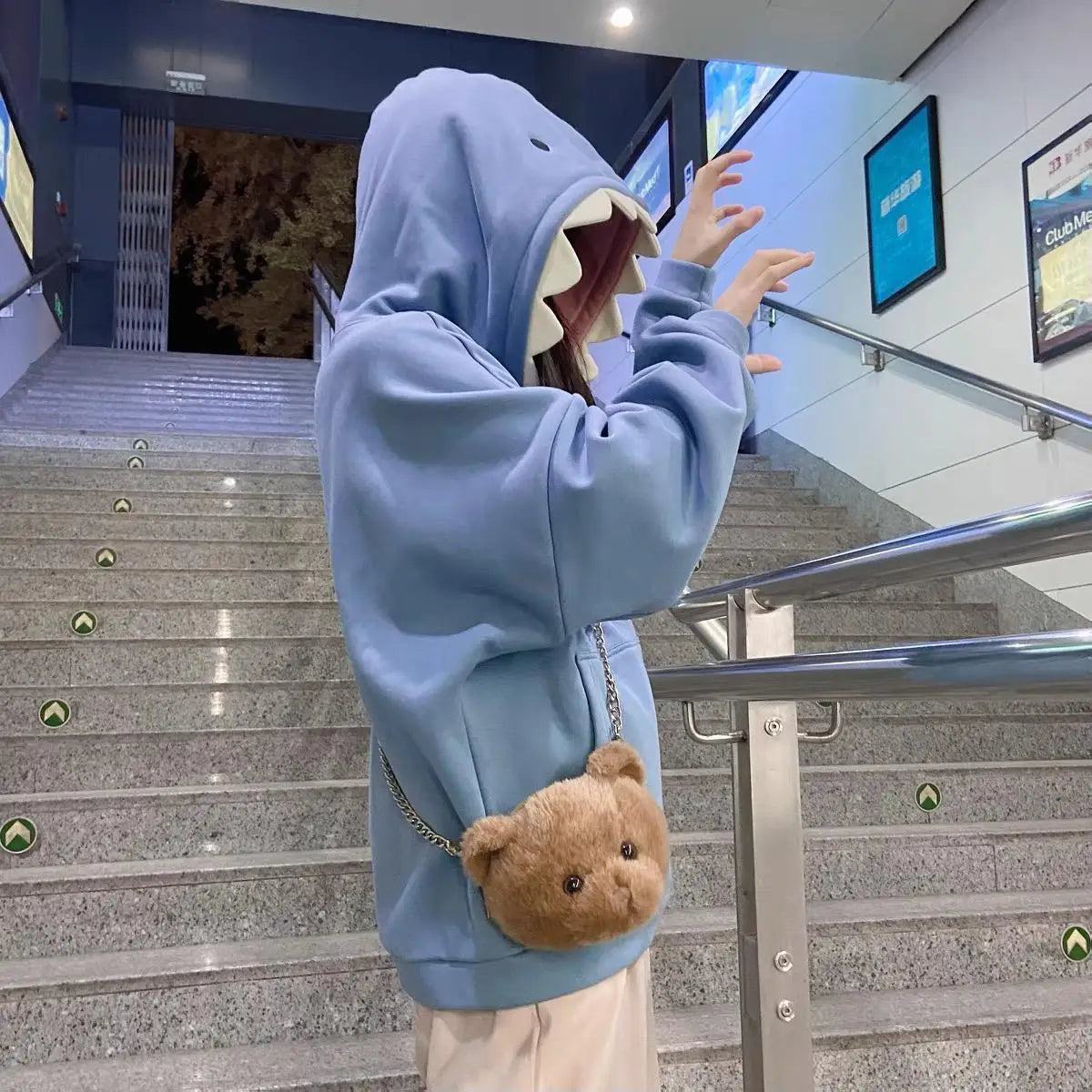 Winter Pullover Sweater Women Tops Button Boho Cat Casual Pocket Long Sleeve Pull Female Solid Hooded Sweaters Pullovers