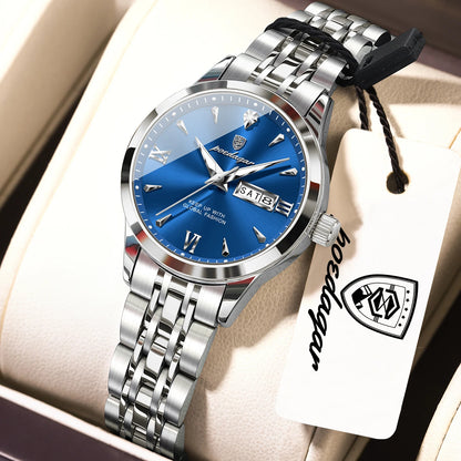 POEDAGAR Elegant Woman Watch Waterproof Luminous Date Week Ladies Wristwatch Stainless Steel Quartz Fashion Women's Watches Gift