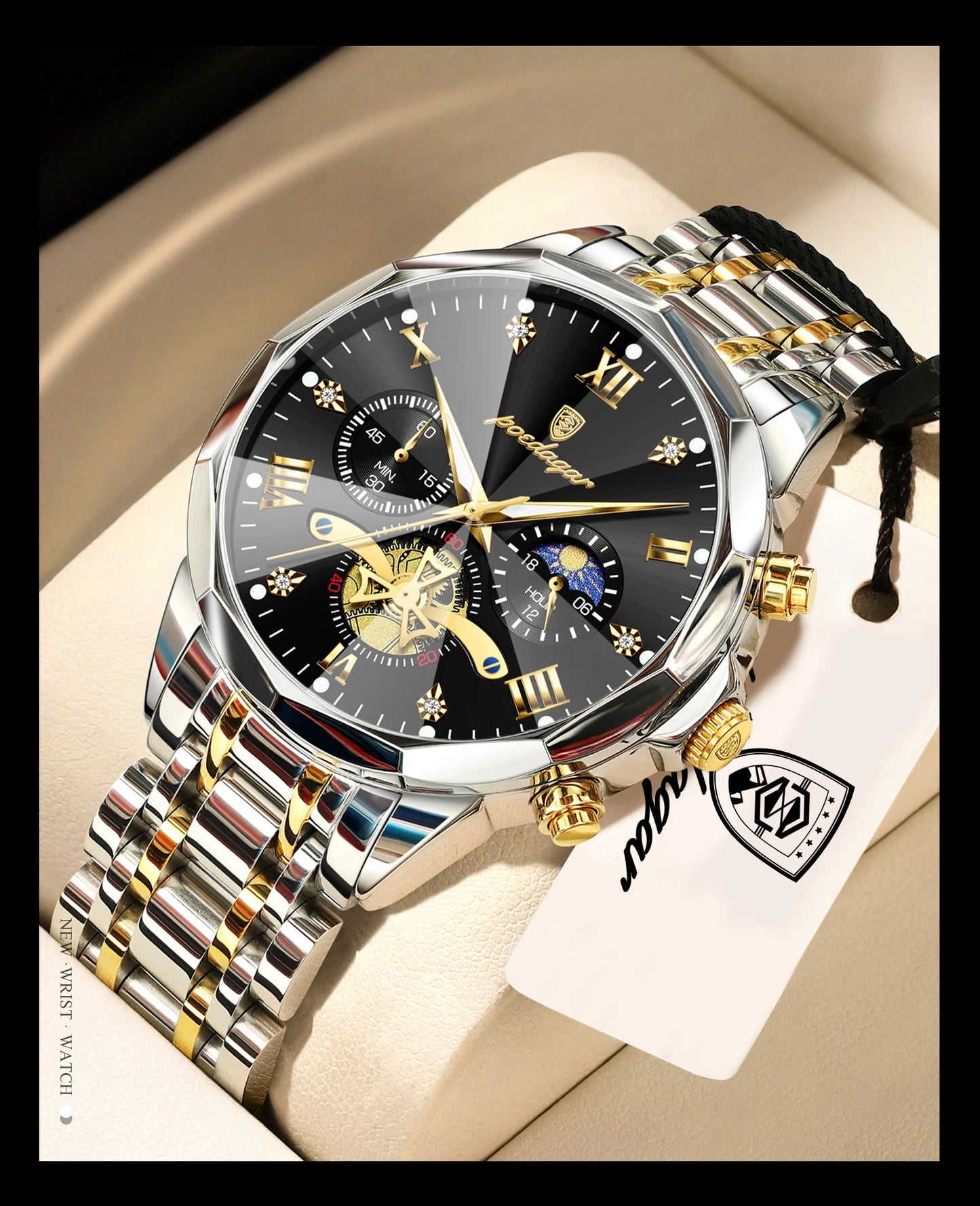 POEDAGAR Luxury Men Clock Waterproof Luminous Chronograph Sport Man Wristwatch Stainless Steel Fahion Quartz Men's Watches Reloj