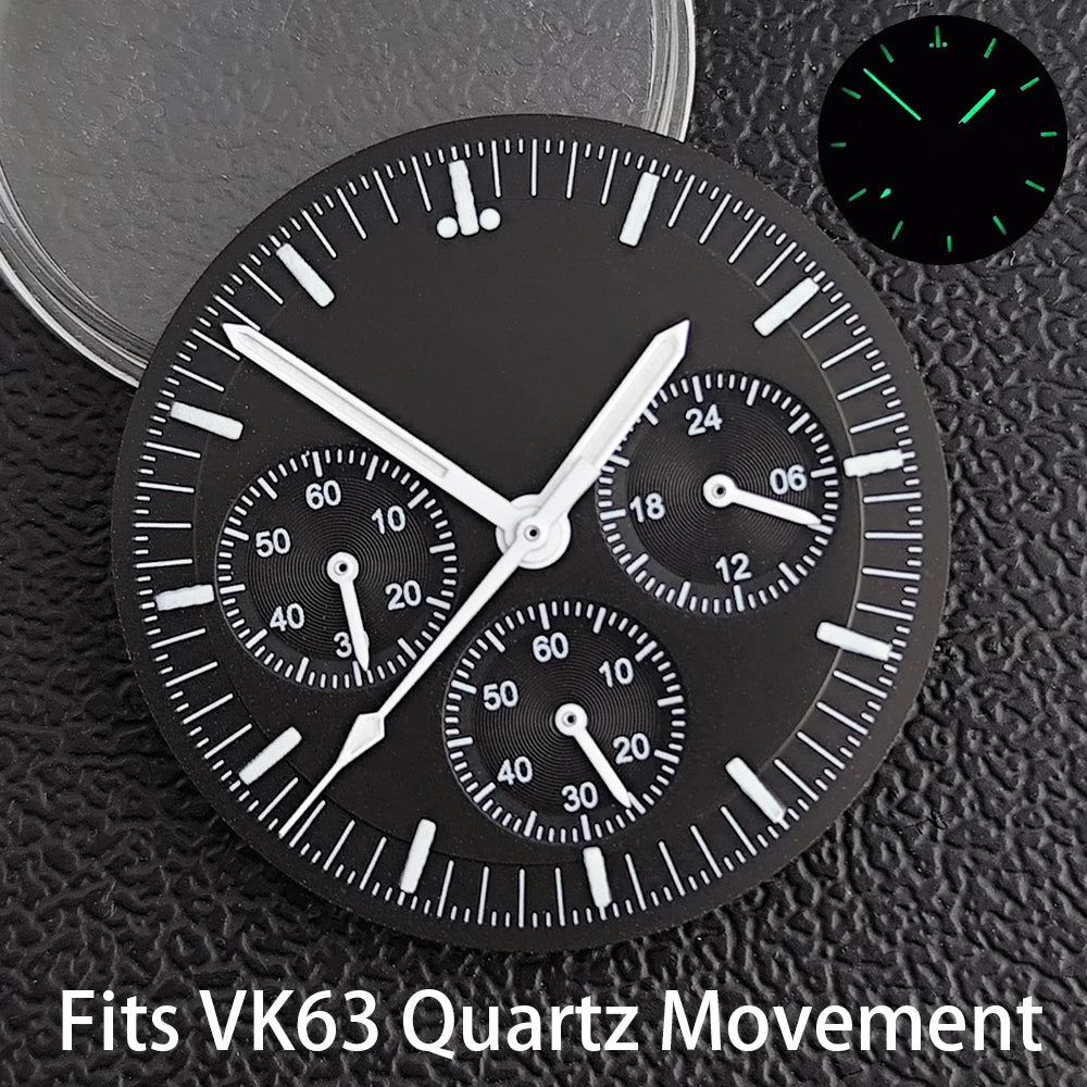 39.7mm Case Watches Metal Case Fits VK63 Movement Accessories Sapphire Glass Equipped With Bezel And Strap VK63 Dial