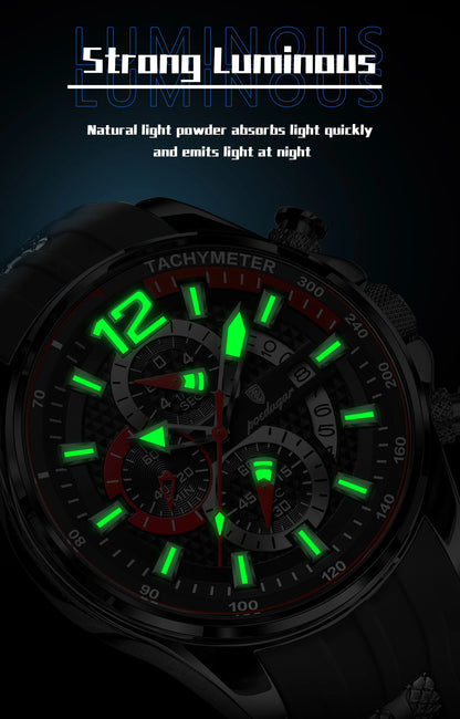 POEDAGAR Original Fashion Men Watch Date Chronograph Silicone Sports Man Clock Luminous Waterproof Military Quartz Men's Watches