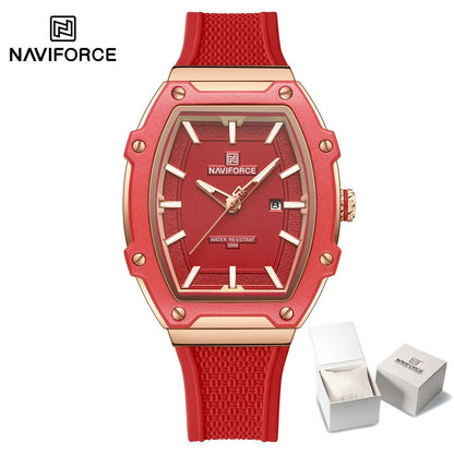 NAVIFORCE Elegant Ladies' Watch Fashion Luminous Pointer 3ATM Waterproof Calendar Display Silicone Strap Women's Quartz Watches