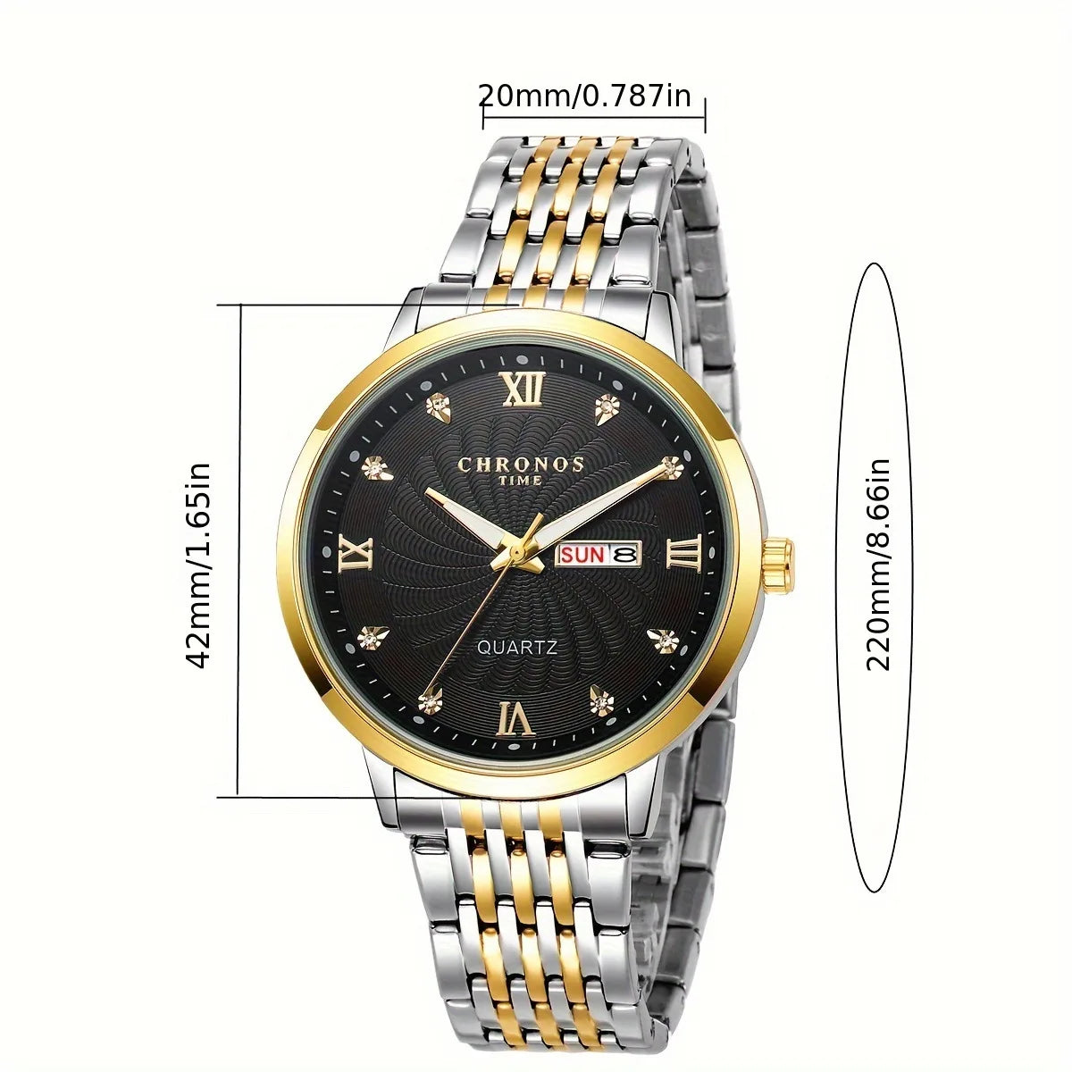 CHRONOS Mens Watch Waterproof Stainless Steel Business Men Wrist Watches with Calendar Auto Date Quartz Classic Office Timepiece
