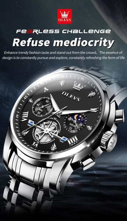 OLEVS 2856 Original Watches Man Multifunctional Chronograph Quartz Watch Waterproof Luminous Moon Phase Watches For Man Reloj
