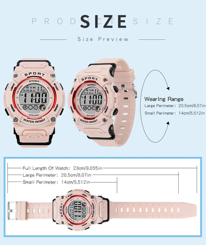 Synoke Shockproof Digital Sport's Watches Fashion PU Strap 50M Waterproof Colorful Light Led Chronograph Women's Wristwatch