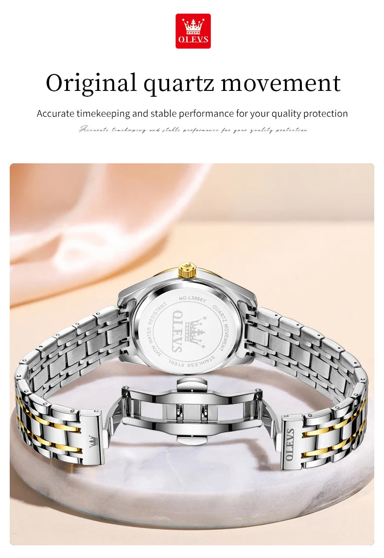 OLEVS 3666 Woman Watches Original Quartz Watch Waterproof Luminous Watches For Woman Gift Chronograph Date Reloj Mujer