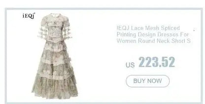 IEQJ Elegant Big Swing Irregular Ruffles Party Maxi Dresses For Women Cloak Sleeves Spliced Lace Up Pleated Dress 2025 New