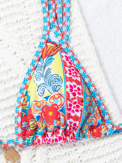 "2026 New Triangle Bikini Set - Floral Print Push Up Swimsuit & Brazilian Bottoms"