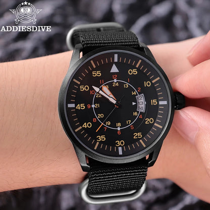 ADDIESDIVE Men Luminous Watch 5Bar Waterproof High Quality Nylon Strap Wristwatch Men Quartz Wirst Watches Relogio Masculino