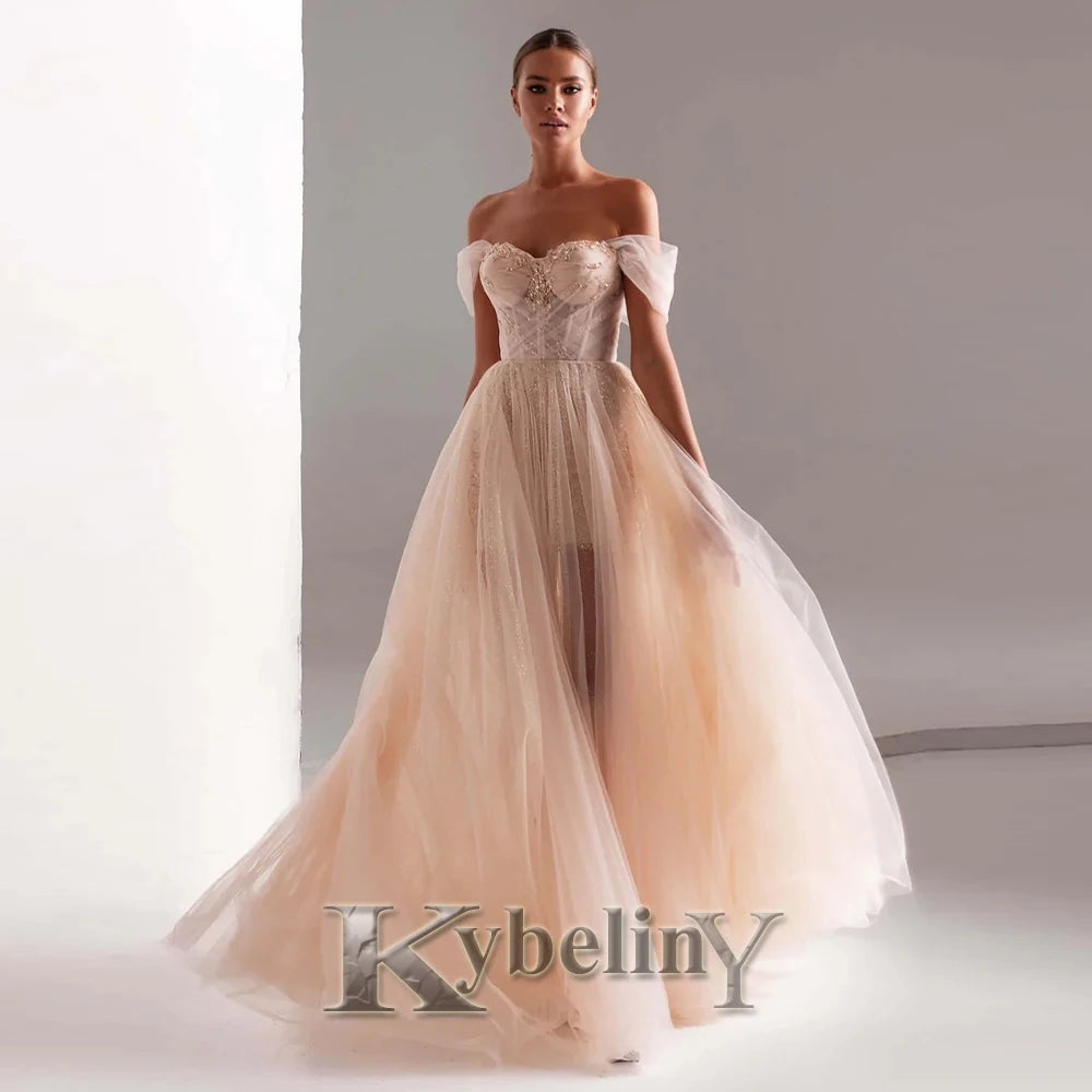 Kybeliny Luxury Rhinestones Graduation Dresses Mermaid Pleat Tulle Off the Shoulder Vestidos de Graduacion Customization