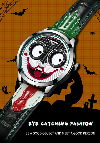 Cool Joker Watch Men Classic Men's Clown Watches Fashion Leather Strap Waterproof Quartz Wristwatches Reloj Hombre Drop Shipping