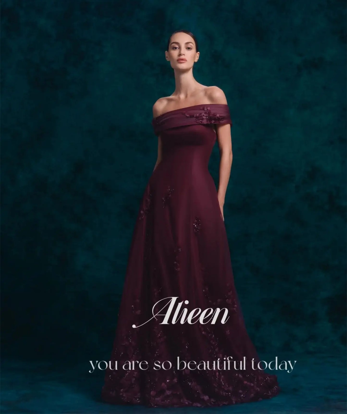 Aileen Flowers Elegant Party Dresses 2025 Boat Collar Very Luxurious Evening Dresses for Special Occasions Vestidos De Festa