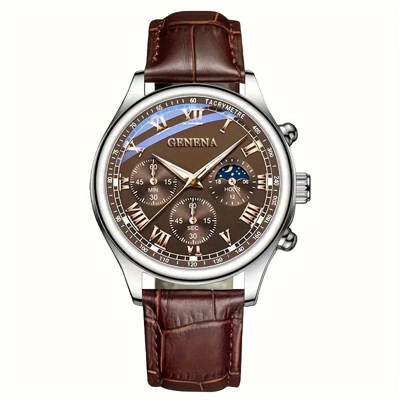 Fashion Men Business Watches Casual Leather Strap Male's Analog Quartz Wristwatch Reloj Hombre（Without Box）