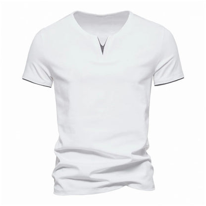 Men's T-shirts Summer Henley V-neck Short Sleeve Casual Solid Color Slim Fit T-shirt Breathable Basic Loose Fitness Sports Top