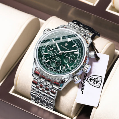 POEDAGAR Luxury Watches For Man Date Chronograph Stainless Steel Sport Men Watch Waterproof Luminous Quartz Military Men's Watch