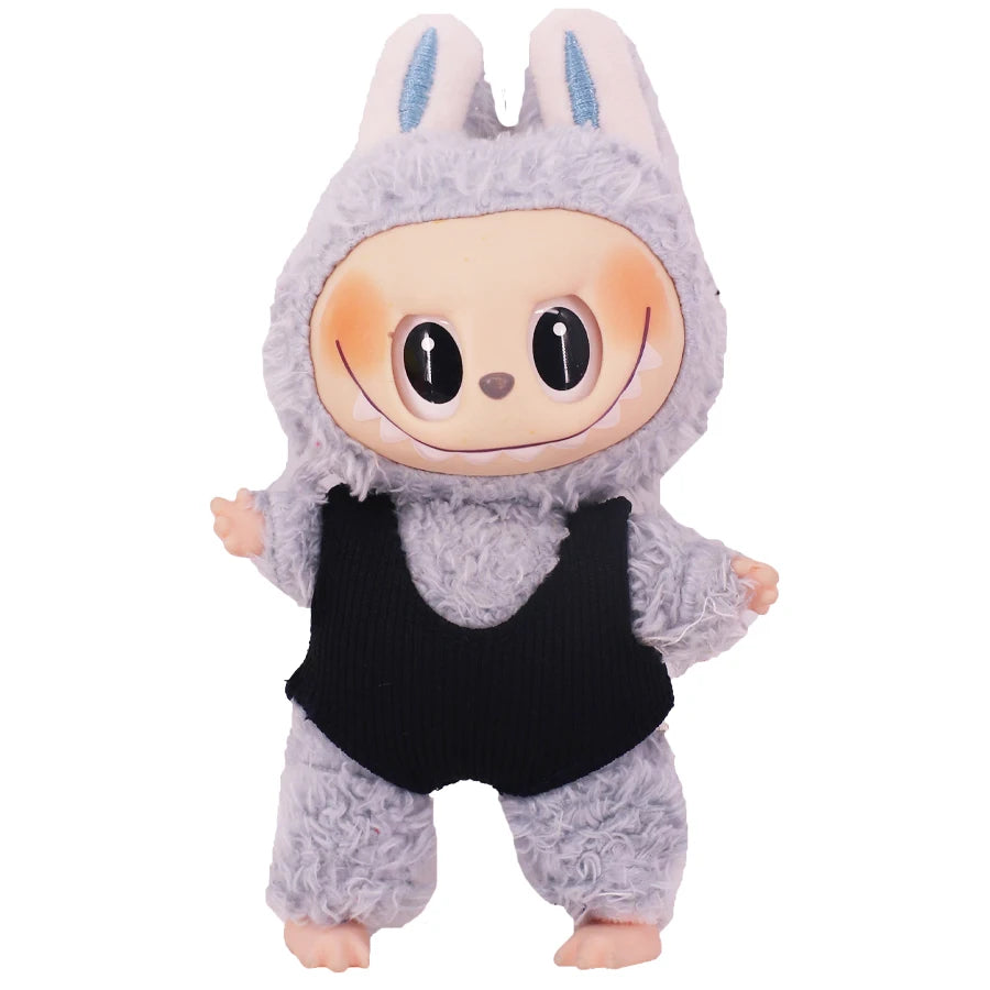 For Labubu Doll Clothes Swimsuit Cute Shark Slippers 15-17Cm Plush Doll Glasses Straw Hat,For labubu Accessories Holiday Gifts