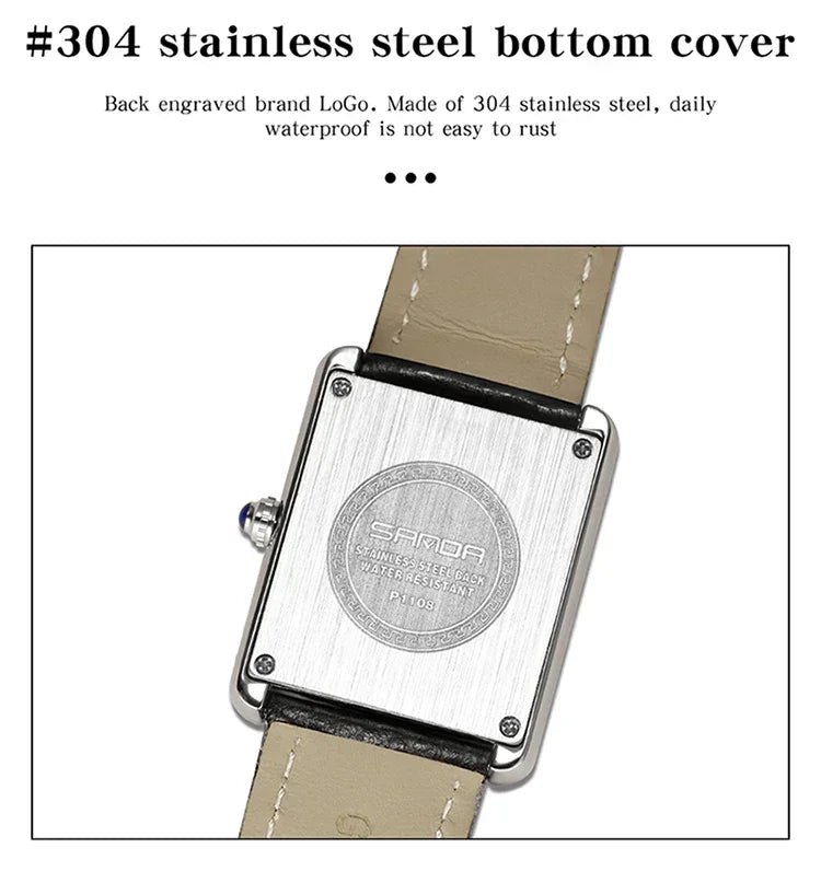 SANDA 9031/1108 Luxury Couple Quartz Watches for Men & Women, Waterproof Sport Casual Watch, Scratch Resistant Leather Strap